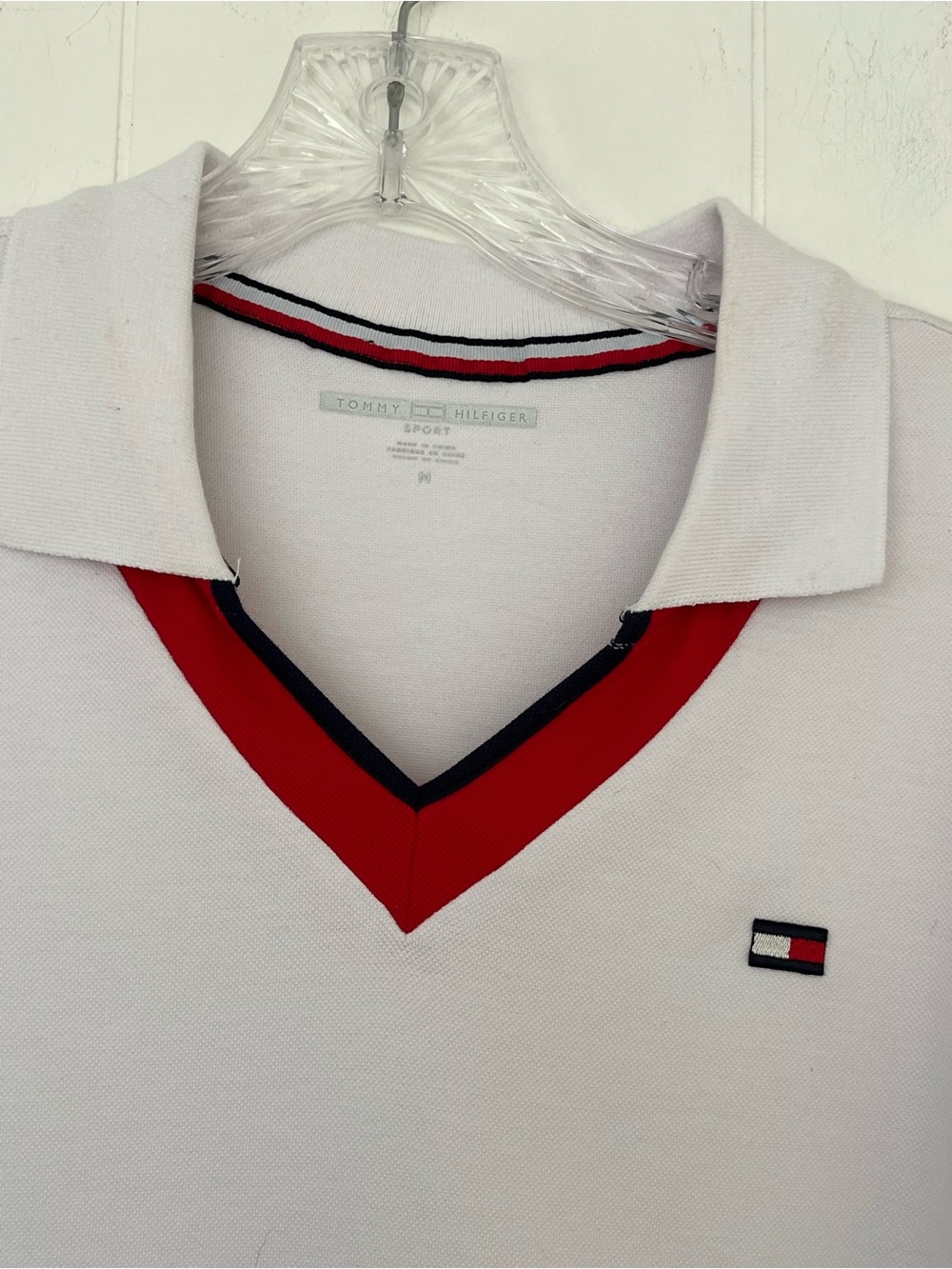 Tommy Hilfiger Sport White Polo Dress with Red and Navy V-Neck Trim Size Medium - Picture 8 of 12